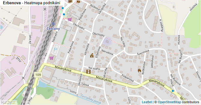 Erbenova - mapa podnikání