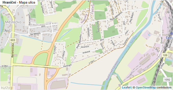 Hraniční - mapa ulice