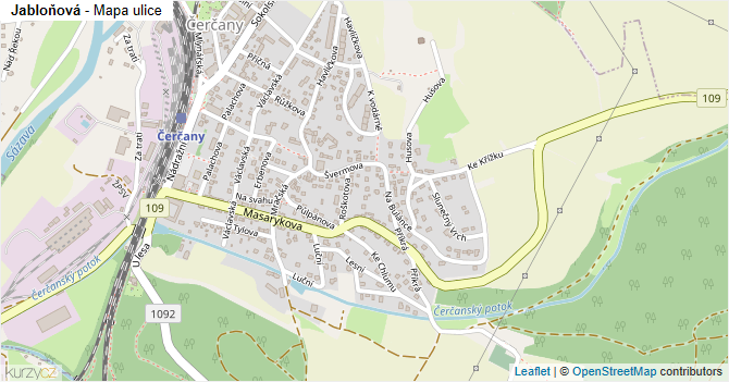 Jabloňová - mapa ulice
