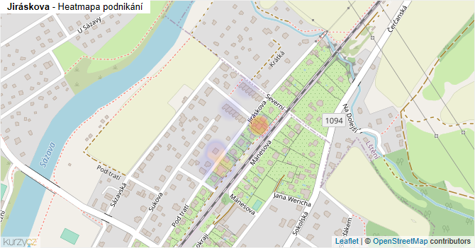Jiráskova - mapa podnikání