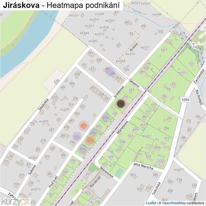 Mapa Jiráskova - Firmy v ulici.