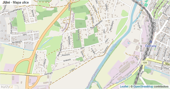 Jižní - mapa ulice