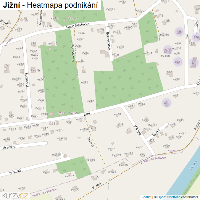 Mapa Jižní - Firmy v ulici.
