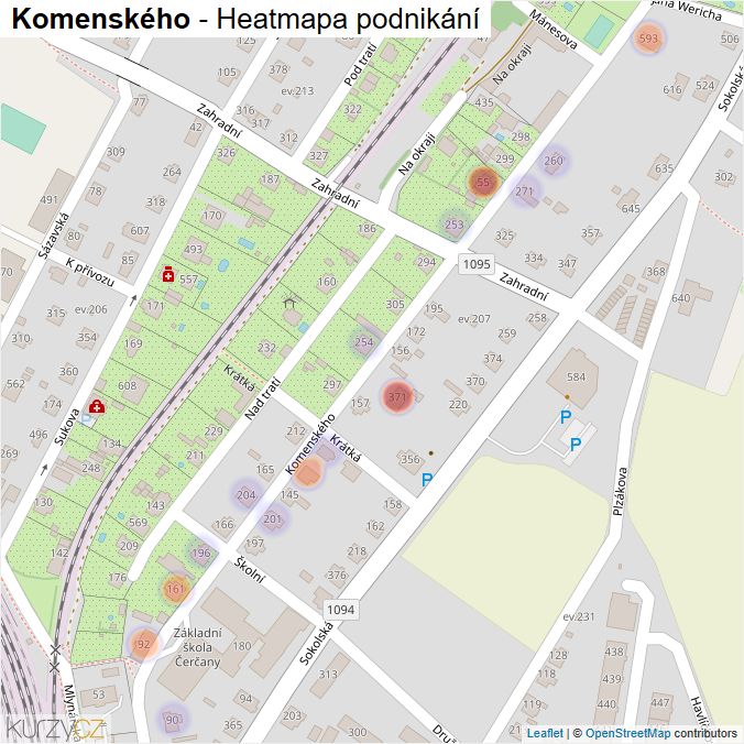 Mapa Komenského - Firmy v ulici.