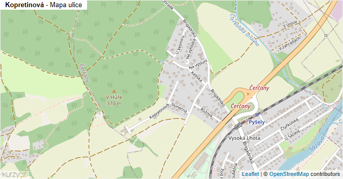 Kopretinová - mapa ulice