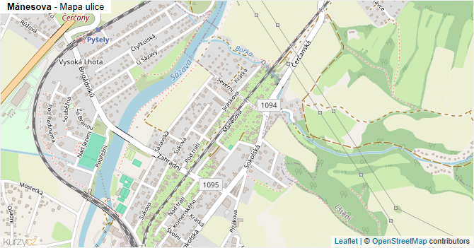 Mánesova - mapa ulice