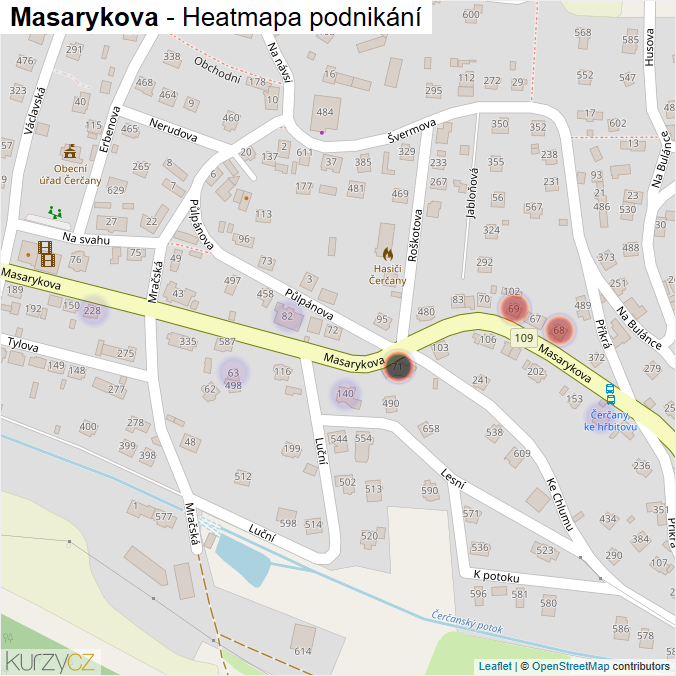 Mapa Masarykova - Firmy v ulici.
