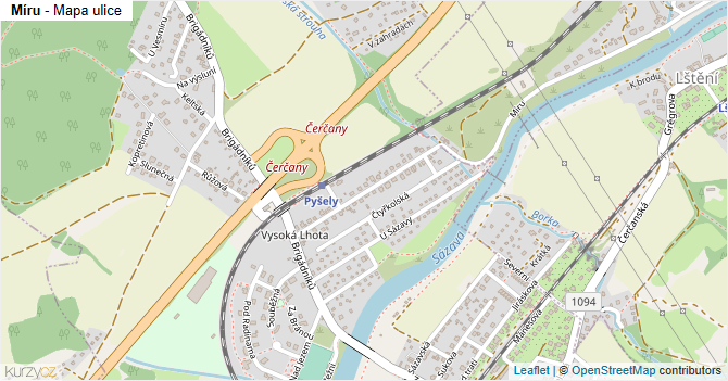 Míru - mapa ulice