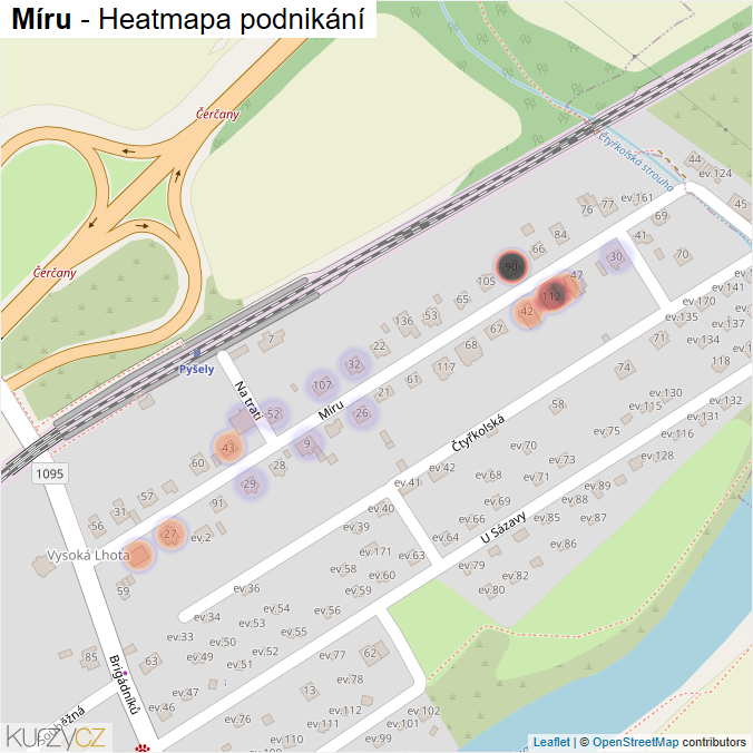 Mapa Míru - Firmy v ulici.