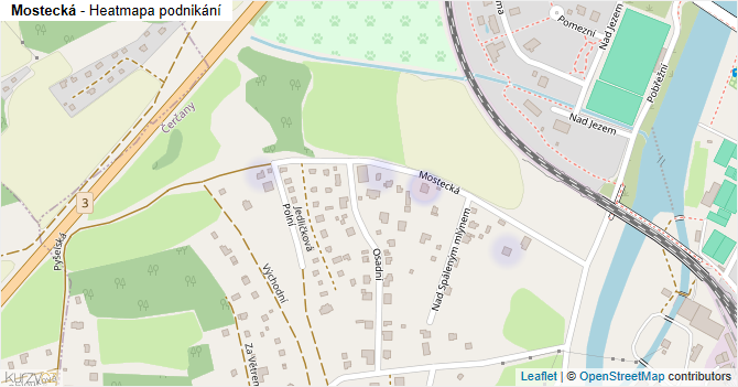 Mostecká - mapa podnikání