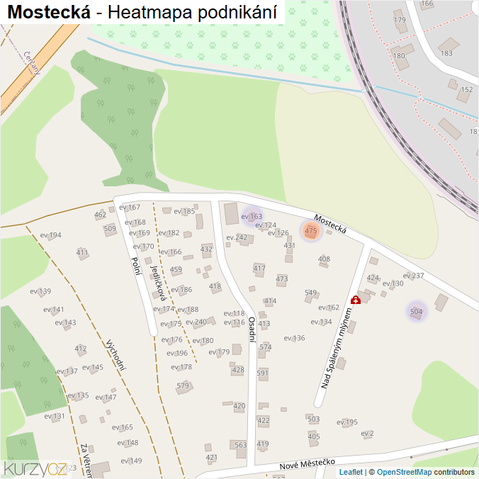 Mapa Mostecká - Firmy v ulici.