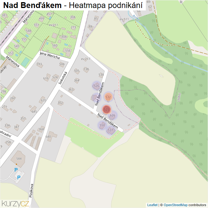 Mapa Nad Benďákem - Firmy v ulici.
