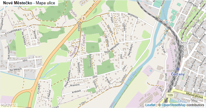 Nové Městečko - mapa ulice