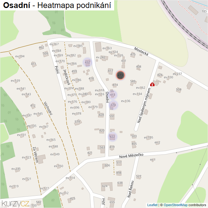 Mapa Osadní - Firmy v ulici.