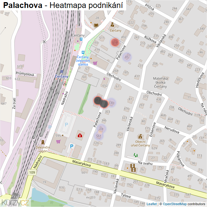 Mapa Palachova - Firmy v ulici.