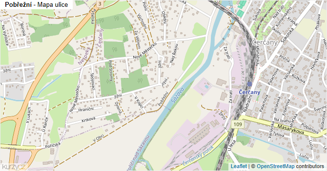 Pobřežní - mapa ulice