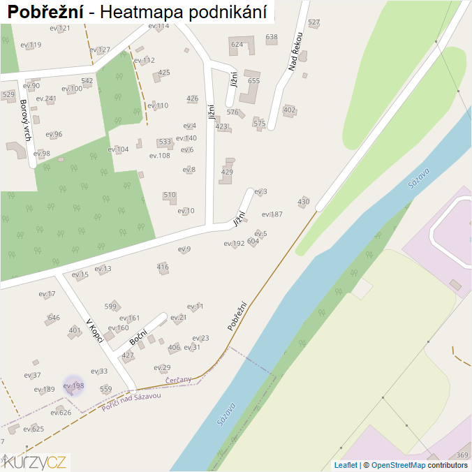 Mapa Pobřežní - Firmy v ulici.