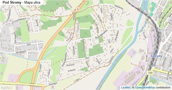 Pod Stromy - mapa ulice