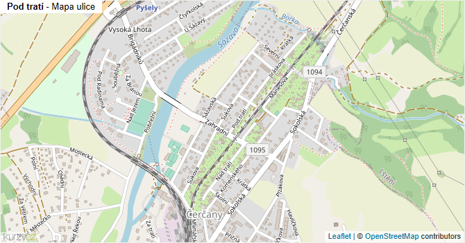 Pod tratí - mapa ulice