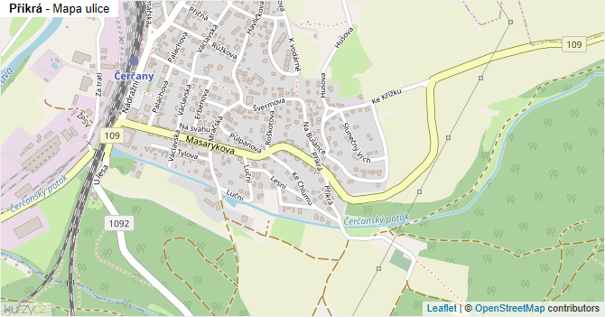 Příkrá - mapa ulice