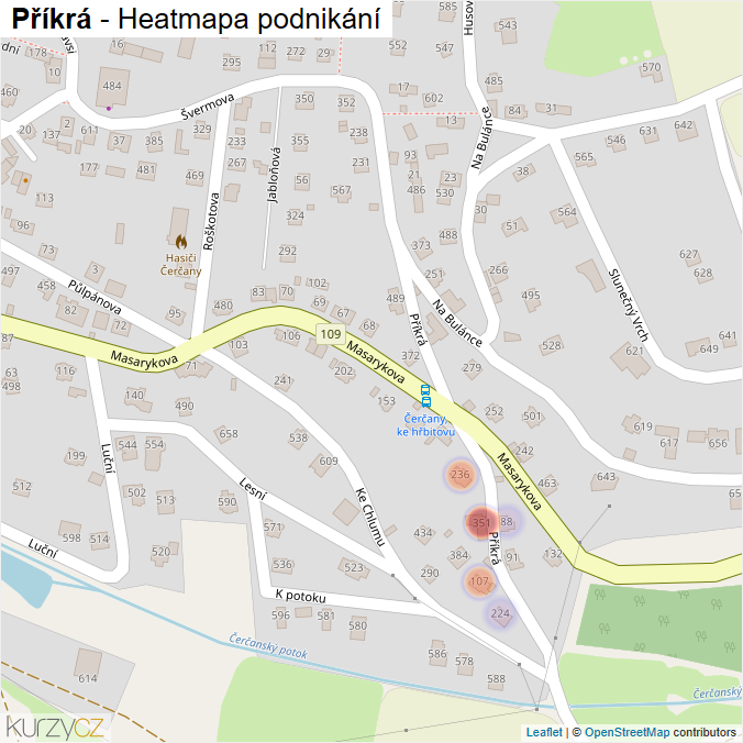 Mapa Příkrá - Firmy v ulici.