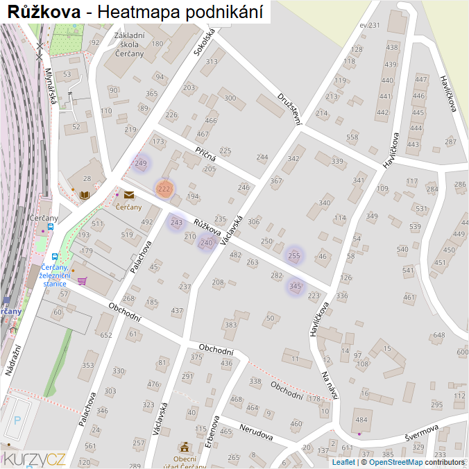 Mapa Růžkova - Firmy v ulici.