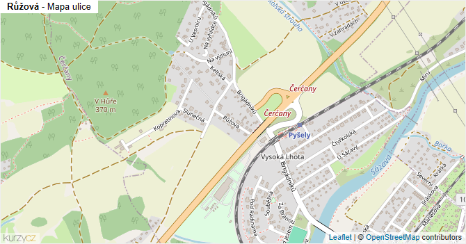 Růžová - mapa ulice