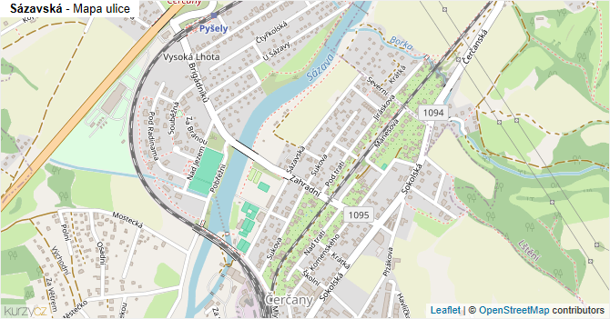 Sázavská - mapa ulice