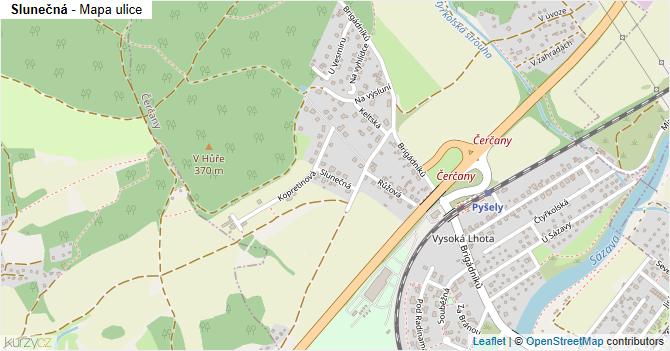 Slunečná - mapa ulice