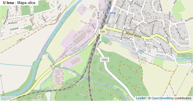 U lesa - mapa ulice