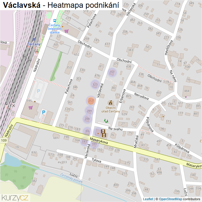Mapa Václavská - Firmy v ulici.