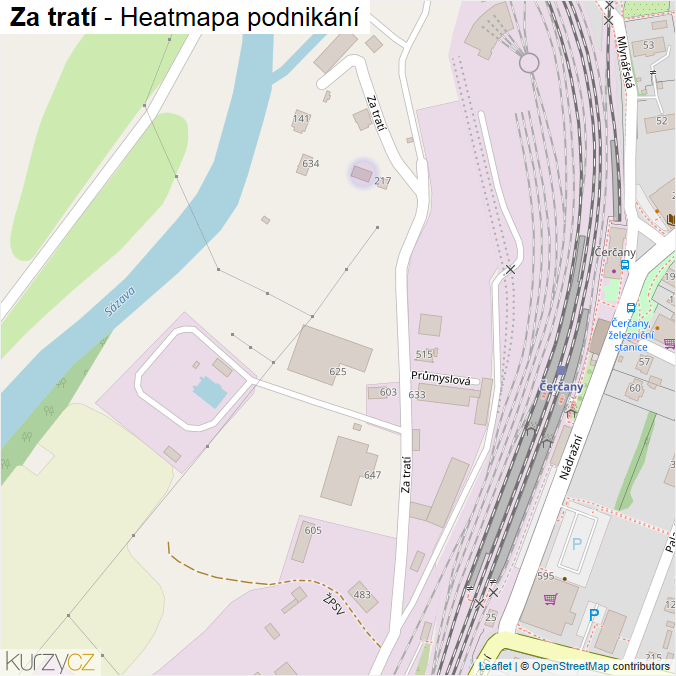 Mapa Za tratí - Firmy v ulici.