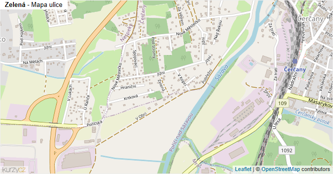 Zelená - mapa ulice