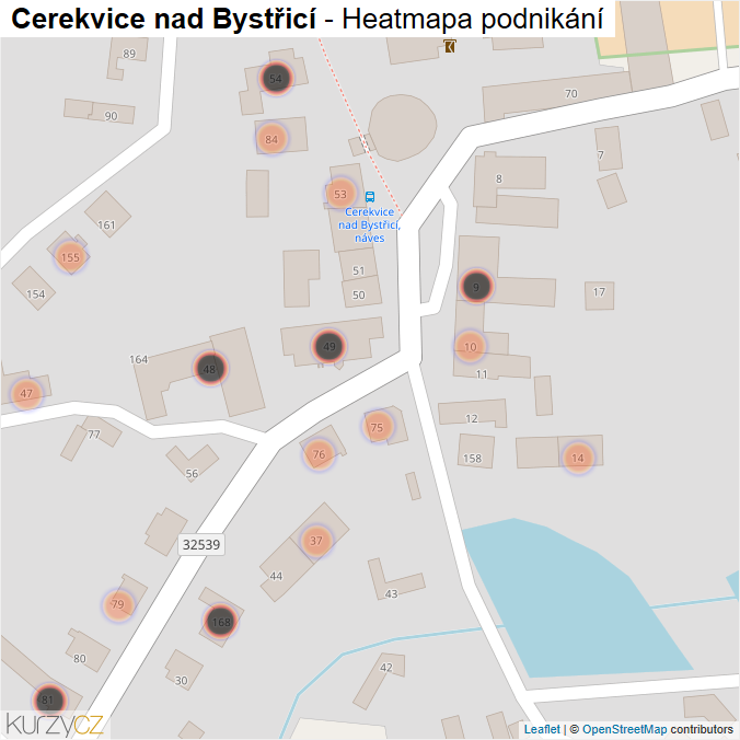 Mapa Cerekvice nad Bystřicí - Firmy v obci.