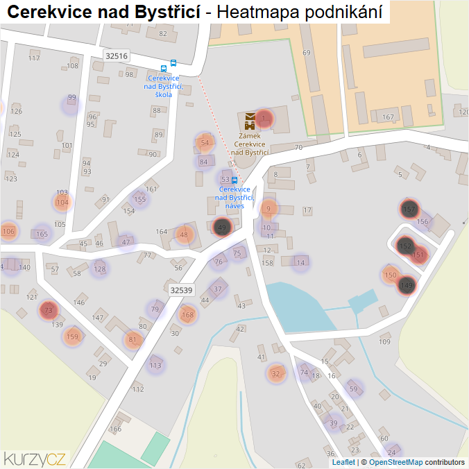 Mapa Cerekvice nad Bystřicí - Firmy v části obce.