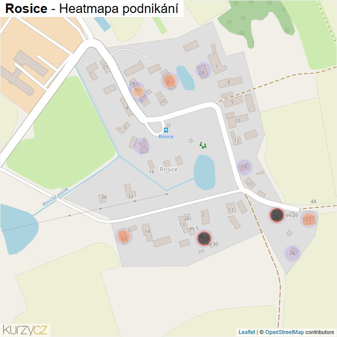 Mapa Rosice - Firmy v části obce.