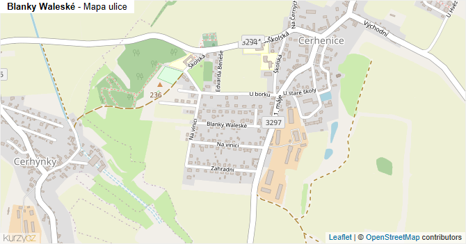 Blanky Waleské - mapa ulice