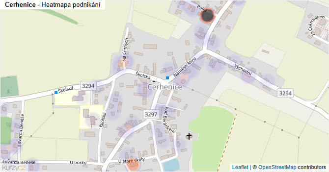 Cerhenice - mapa podnikání
