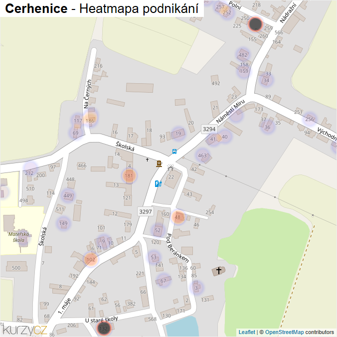 Mapa Cerhenice - Firmy v části obce.
