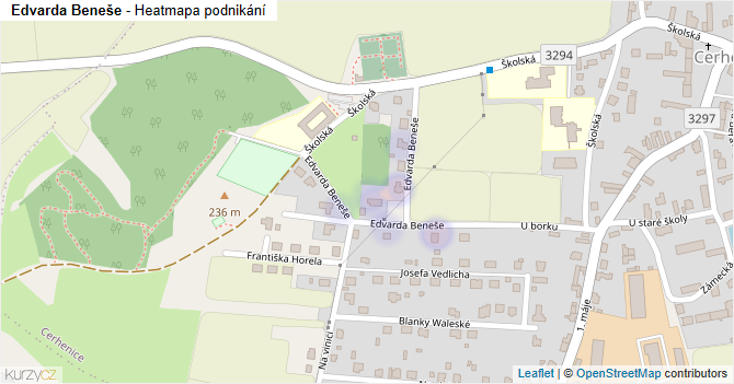 Edvarda Beneše - mapa podnikání