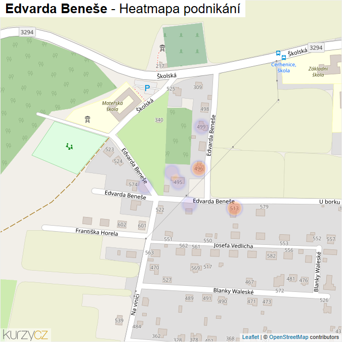 Mapa Edvarda Beneše - Firmy v ulici.