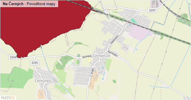 Na Černých - záplavové mapy stoleté vody