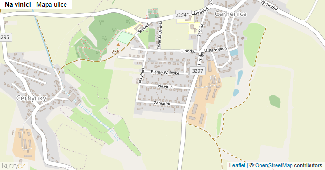 Na vinici - mapa ulice