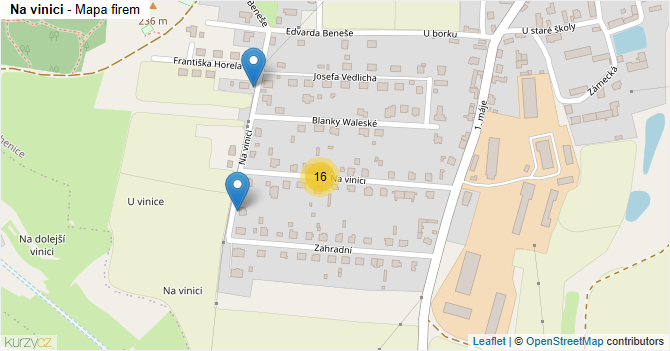 Na vinici - mapa firem