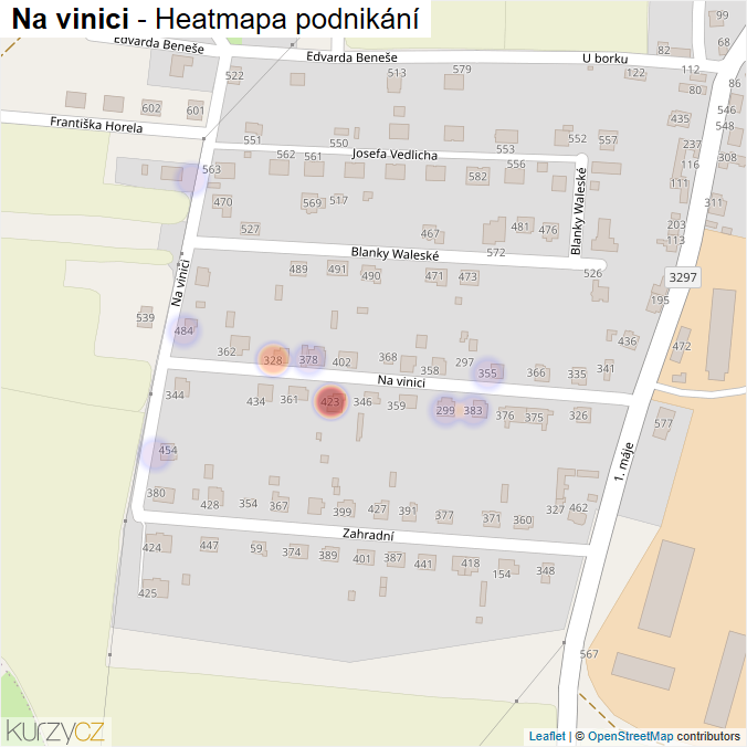 Mapa Na vinici - Firmy v ulici.