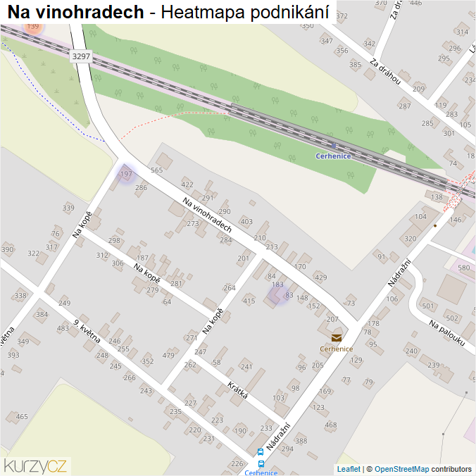 Mapa Na vinohradech - Firmy v ulici.