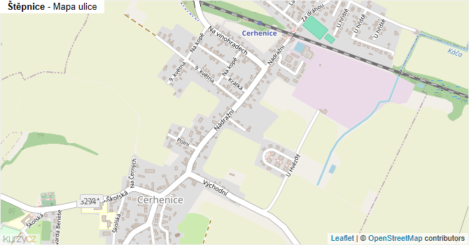Štěpnice - mapa ulice
