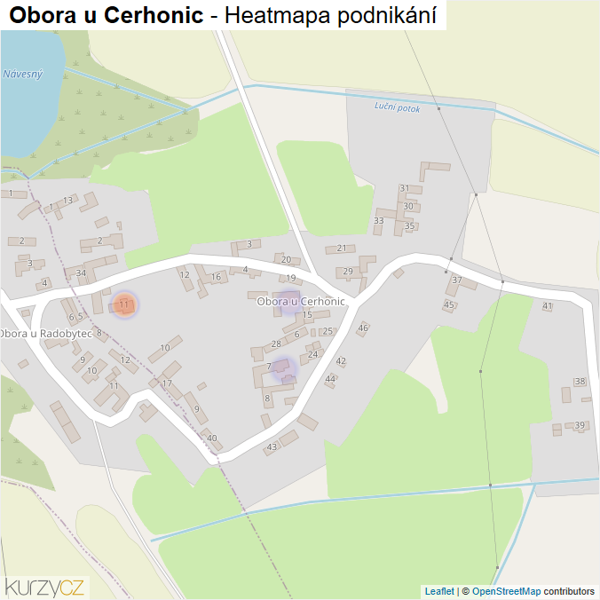 Mapa Obora u Cerhonic - Firmy v části obce.