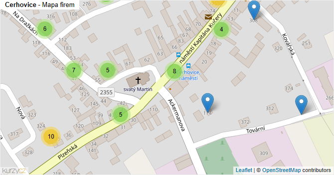 Cerhovice - mapa firem