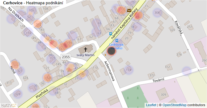 Cerhovice - mapa podnikání